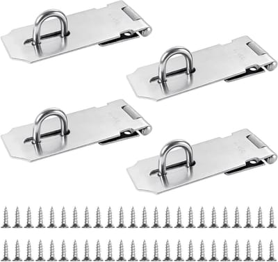 4 Stuks 4 Inch RVS Hangslot met 36 Schroeven voor Tuindeuren en Kasten - Duurzaam en Veilig Hangslot