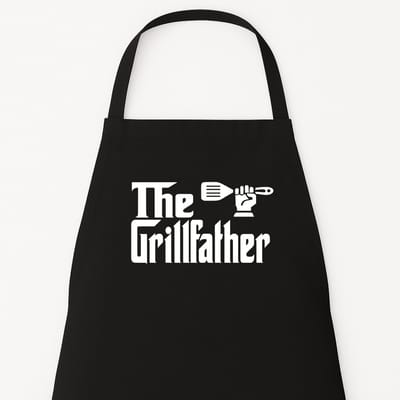 The Grillfather Schort - Uniek Kerstcadeau & Sinterklaascadeau voor Mannen - BBQ Keukenschort - Keukenschort zwart