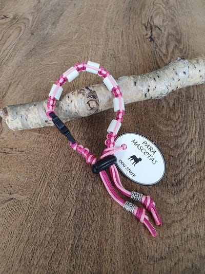 Anti-Tekenband met EM kralen 100% Natuurlijk Kat met breakaway sluiting Rose maat 20-25