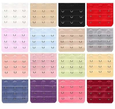 JHUBERS- BH Extender 3 Haakjes - 16 Kleuren - Verlengstuk - Elastisch Katoen - Roestvrij Staal - Comfortabel en Flexibel - Bh Verlenger