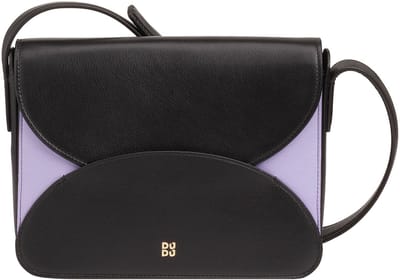 DuDu Cefalonia Crossbody tas Leder 21 cm - Dames - black lavender