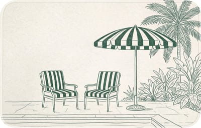 Badmat 80x50 cm - Antislip - Terras - Illustratie - Groen - Badmatten voor badkamer - Badkamermat - Douchemat - Badkamer mat