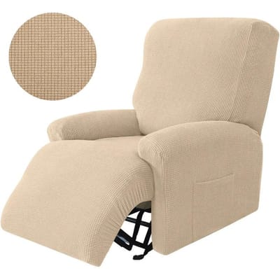 Fauteuil Bankhoes Luie Stoel Effen Kleur Kussenhoes Stretch Spandex Bank Overtrekken Antislip Fauteuil Overtrekken 4 stuks/set 1 Seater