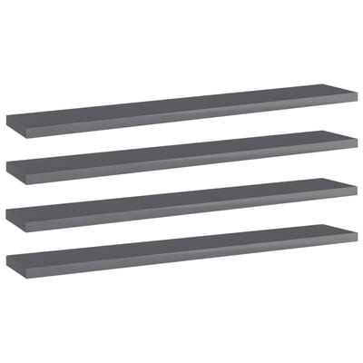 vidaXL - Wandschappen - 4 - st - 60x10x1,5 - cm - spaanplaat - hoogglans - grijs