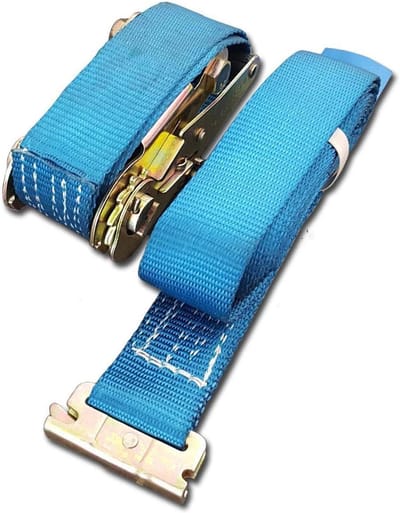 Spanriemen Set - Sjorbanden Ratelbanden - Goederen Vervoeren - Combi-ankerrail Beslag - 4 x 5 meter - Blauw