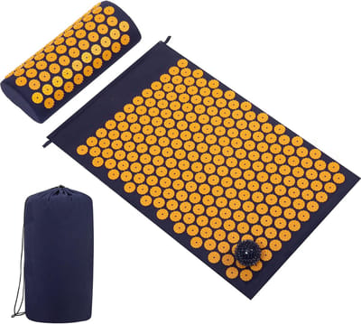 DDStar® Acupressuur mat ECO - Spijkermat met kussen - Spijkerbed - Blauw&Oranje