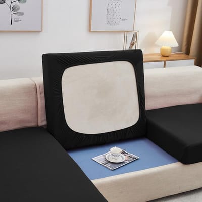 1 /2 /3 /4 Zits Flexibele Stretch Bank Meubels Zitkussenhoes Woonkamerbank Bankhoezen Voor Universele Banken Woonkamer Hoekbank Back cushion cover zwart