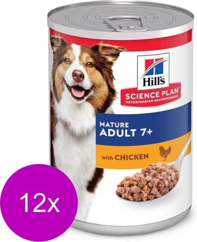 Hill'S Science Plan Canine Hondenvoer Blik Mature Adult - Kip - 370 gr - 12 Stuks
