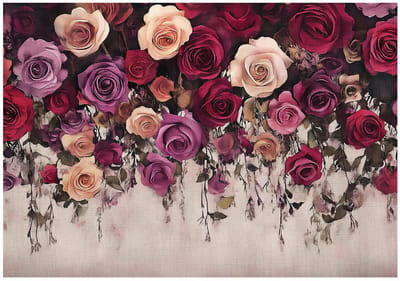 WALLARENA - Fotobehang - 150x105 cm - Vintage bloemen rozen voor slaapkamer en salon, vliesbehang