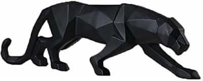 Geschikt voor Zwarte Panter Beeld Modern Luipaard Sculptuur Geometrisch Dier Hars Beeld Ornament Woonkamer Huisdecoratie Slaapkamer Boekenkast 26 5 8 cm Zwart 1 Stuk