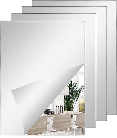 Zelfklevende Spiegeltegels 20x30 cm - 4 Stuks Flexibele Wandspiegels voor Muurdecoratie