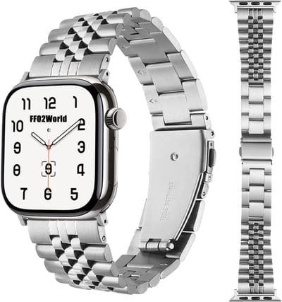 Stravo RVS horlogebandje met hybride schakelontwerp – Geschikt voor Apple Watch 42mm (Series 11/10), 41mm (Series 9/8/7), 40mm (Series 6/5/4, SE 1/2/3), 38mm (Series 3/2/1) – Zilver