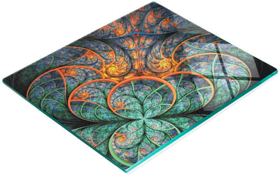 Multifunctionele decoratieve glazen snijplank voor de keuken, fractal bloemmotief, 60x52 cm