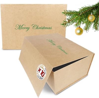 Set van 10 Kerst Geschenkdozen met Deksel en Magneetsluiting | 31x22x15 cm | Luxe Cadeauverpakking Groen