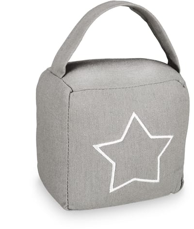 Deurstopper zak ster vintage design vloer stof handgreep 185x14x10 cm grijs