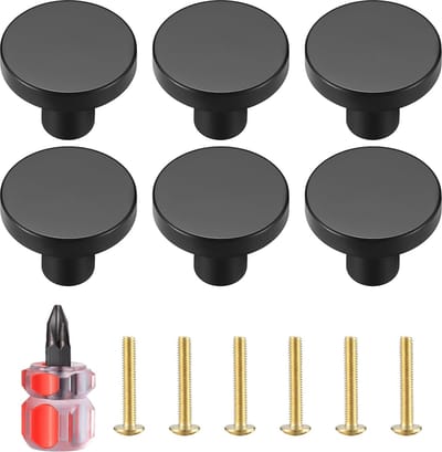 JGS ® Klassieke Zwarte Messing Knoppen Set van 6 voor Keuken en Meubel Deuren
