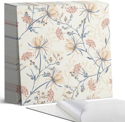 Coloray Plaktegels - Bloemenpatroon op de achtergrond Zelfklevende Tegels - 20 cm x 20 cm - Romig Plaktegels - 20 stuks - Vierkant PVC Tegels - Plaktegels Badkamer - Plaktegels Vloer - Vinyl Tegels - Wandtegel Zelfklevend