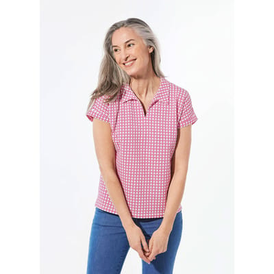 Shirt met subtiel jacquard - roze / wit / gedess. - Gr. 44 van Goldner Fashion