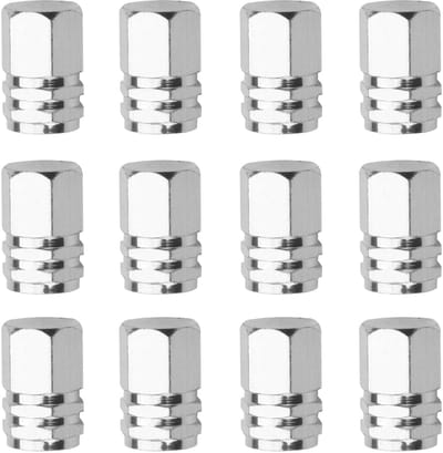 12 stuks ventieldoppen voor de auto, wit, geanodiseerd aluminium autoband ventieldoppen, autoventiel dop, corrosiebestendig, universele ventieldoppen voor auto's, motorfietsen, vrachtwagens, SUV&