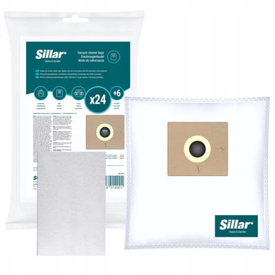 Sillar, set stofzuigerzakken 24stk, syntetish, met 6x inlaatfilters, 3 filterlagen, vervangingsonderdeel, geschikt voor stofzuigers van AEG, Amica, Bosch, Karcher, LG, Philips, Zelmer