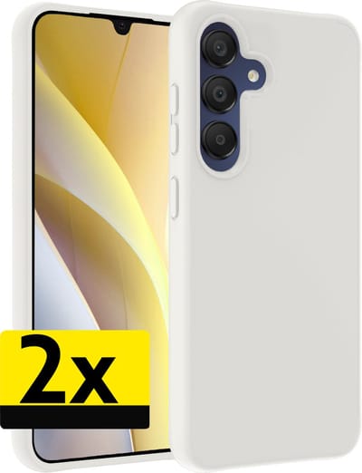 Hoesje - 2 Stuks - Geschikt voor Samsung Galaxy A15 - Sterk & Shockproof - Case Siliconen - Back Cover - Telefoon Hoes - Telefoonhoesjes - Wit