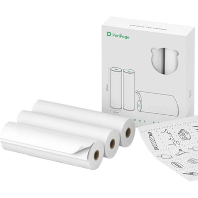 PeriPage 107 x 30 mm afdrukbare stickerrol BPA-vrij zelfklevend thermisch papier, kleverig papier Full Sticky Thermal Paper