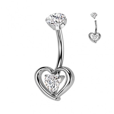 Piercing titanium hartje inside hartje wit - LMPiercings