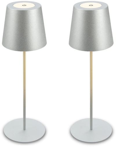 BRILONER Kiki - Set van 2 Tafellampen oplaadbaar - dimbaar - voor binnen en buiten - in hoogte verstelbaar - warm wit licht - chroom