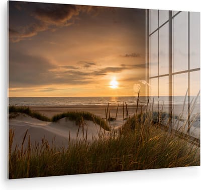 MuchoWow® Glasschilderij 160x120 cm - Schilderij acrylglas - Strand - Kleuren - Europa - Foto op glas - Muurdecoratie woonkamer - Wanddecoratie slaapkamer - Schilderijen
