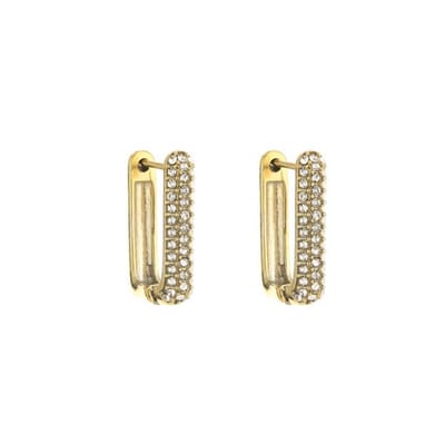 Bijoutheek Oorring Square Strass Goud