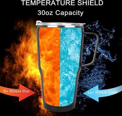 MONTKIARA Dubbelwandige roestvrijstalen vacuüm isolatiebeker, draagbare autobeker beker beker tumbler, geïsoleerde thermische drinkbeker roestvrij staal met handgreep, thermobeker 1180 ml