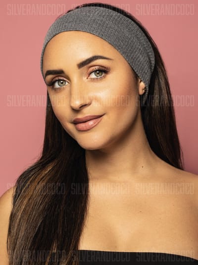 SilverAndCoco® - Grijze Brede Haarband Festival Dikke Normale Stoffen Hoofdband Hardlopen / Sport Yoga Boho Diadeem Dames / Elastische Grijze Haarbanden Breed - Donker Grijs