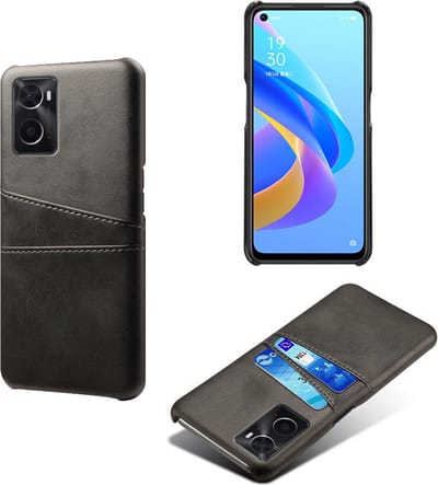 Back Cover met Opbergvakjes + PMMA Screenprotector voor OPPO A96 4G _ Zwart