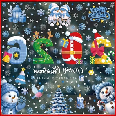 Kerstvensterdecoratie met 233 Elementen - Dubbelzijdige Stickers voor Raam, 20 x 30 cm, 8 Stuks