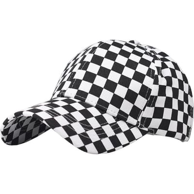 Unisex Baseballpet Geruite Print Kleurafstemming Lange Klep Verstelbare Maat Paardenstaartgat Anti UV Zon Buitenactiviteit Sport Pet zwart