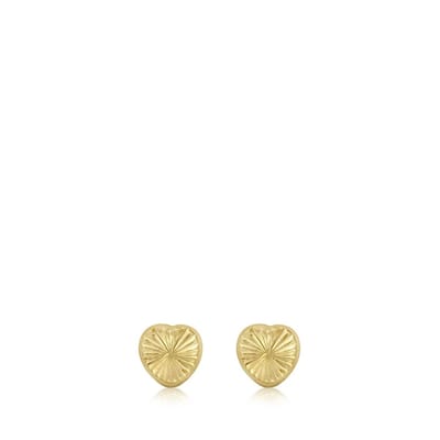 Lucardi Meisjes Oorknop - Hart - Cadeau - 9 Karaat - Geelgoud