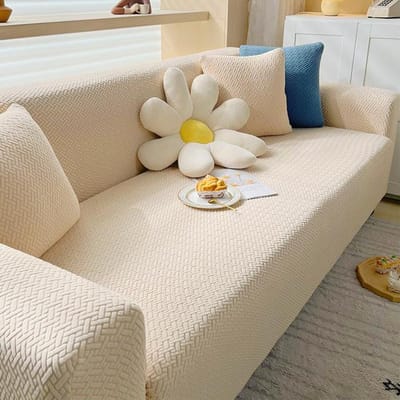Gebreide Elastische Bankhoes All-Inclusive Universele Hoes Woonkamer Relaxstoel Bankkussen Leren Bankhoes 1 //2 /3 Zits S 1seater 90-140cm beige