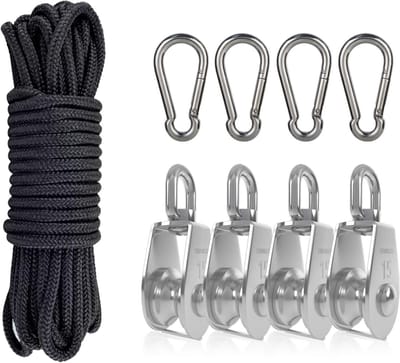 Katrol Blokken - Enkele Katrol - Touw Hijsen - 360 Graden Rotatie - 4 Stuks - Zilver