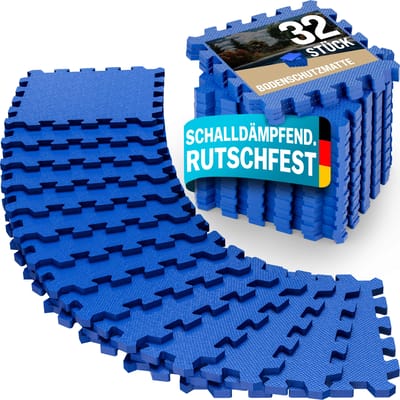 Monzana 32x Vloerbeschermer - 45x45cm Antislip Uitbreidbaar - Blauw