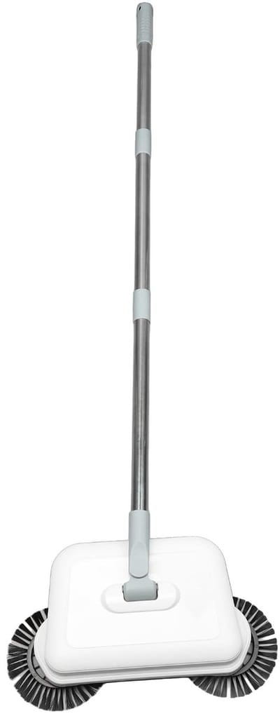 Dailygoods - Handdrukveger - 2-in-1 dubbele borstel - 360 graden roterend - Compact en lichtgewicht - Ideaal voor houten tegelvloeren - Voor snel en e...