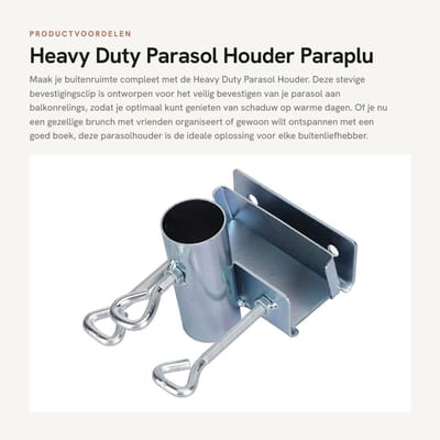 Dailygoods- Paraplu Houder Heavy Duty - Bevestigingsclip - IJzer - Geschikt voor Diameter 3,8 cm - Eenvoudige Installatie - Slijtvast en Duurzaam - Parasolstandaard