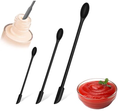 Dailygoods- Deegschraper Hittebestendig - Mini Spatelset - 3 Stuks - BPA-vrij - Vaatwasmachinebestendig - Zwart - Spatel