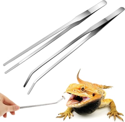 Aquarium Tweezers 27 cm, Rvs Voedertangen met Rubber Tip, Recht en Gebogen, Ideaal voor Aquariumbewoners en Plantenzorg