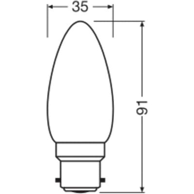 OSRAM LED-lamp Ster kaarsvorm B25 filament, 2700 K warm wit, 1,8 W, B22d, mat, 250 lm, 15.000 h, voor tafellampen, decoratieve armaturen
