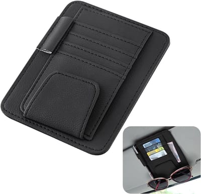 Zonnebril Houder Auto - PU Leer - Organizer met Compartment voor Zonnebrillen - Opslag voor Kaarten en Pennen