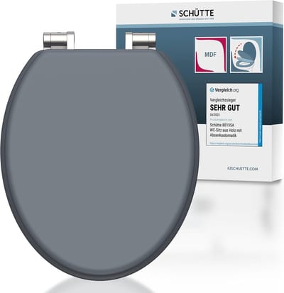 Toiletbril Hout - Toiletdeksel Zitting - Dagelijks Gebruik - Softclose Mechanisme - 45x37cm - Grijs