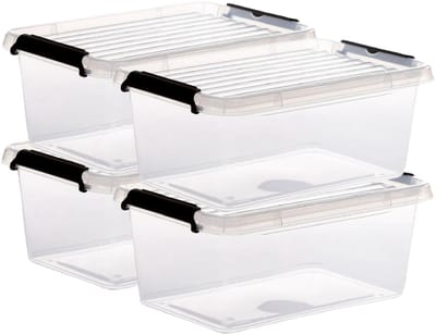 5Five opberg kist met deksel - 4,5x - Clip Box - 4,5 liter - 29 x 20 x 12 cm - kunststof - transparant