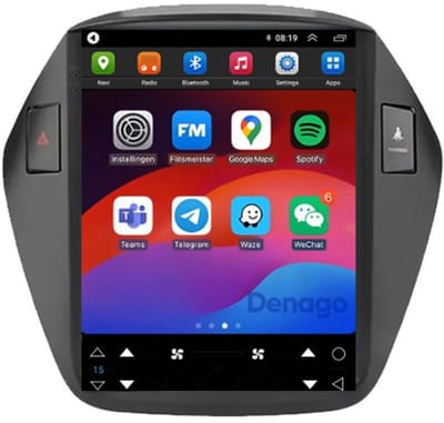 CarPlay autoradio geschikt voor Hyundai ix35 | 2009 t/m 2015 | Tesla Style | Android 13 | Draadloos Apple CarPlay & Android Auto | Originele Camera Overname | Denago DNG-A416 | 9.7 inch | 2009 2010 2011 2012 2013 2014 2015 | Bluetooth & Wifi