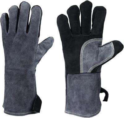 Warmtebestendige BBQ handschoenen voor grillen, 500°C hittebestendig leer, ideaal voor barbecues en koken