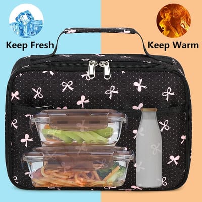 Kinderen Isolerende Lunchtas voor School en Activiteiten - 5L Koeltas met Rits, Ideaal voor Picknicks en Wandelen (Zwart Vlinder)